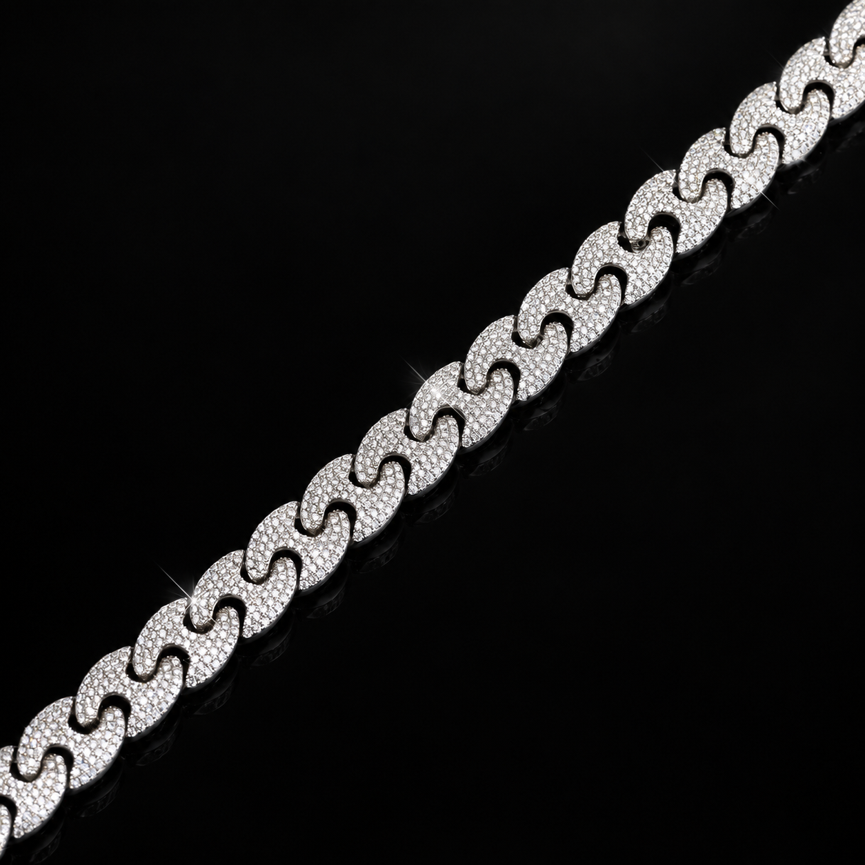 12mm Moissanite S link chain - 925 Sterling Silver
