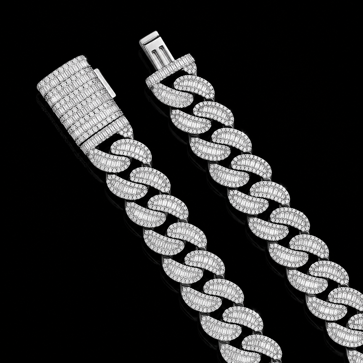 14mm Iced-out Cuban link moissanite rappers chain - 925 Silver
