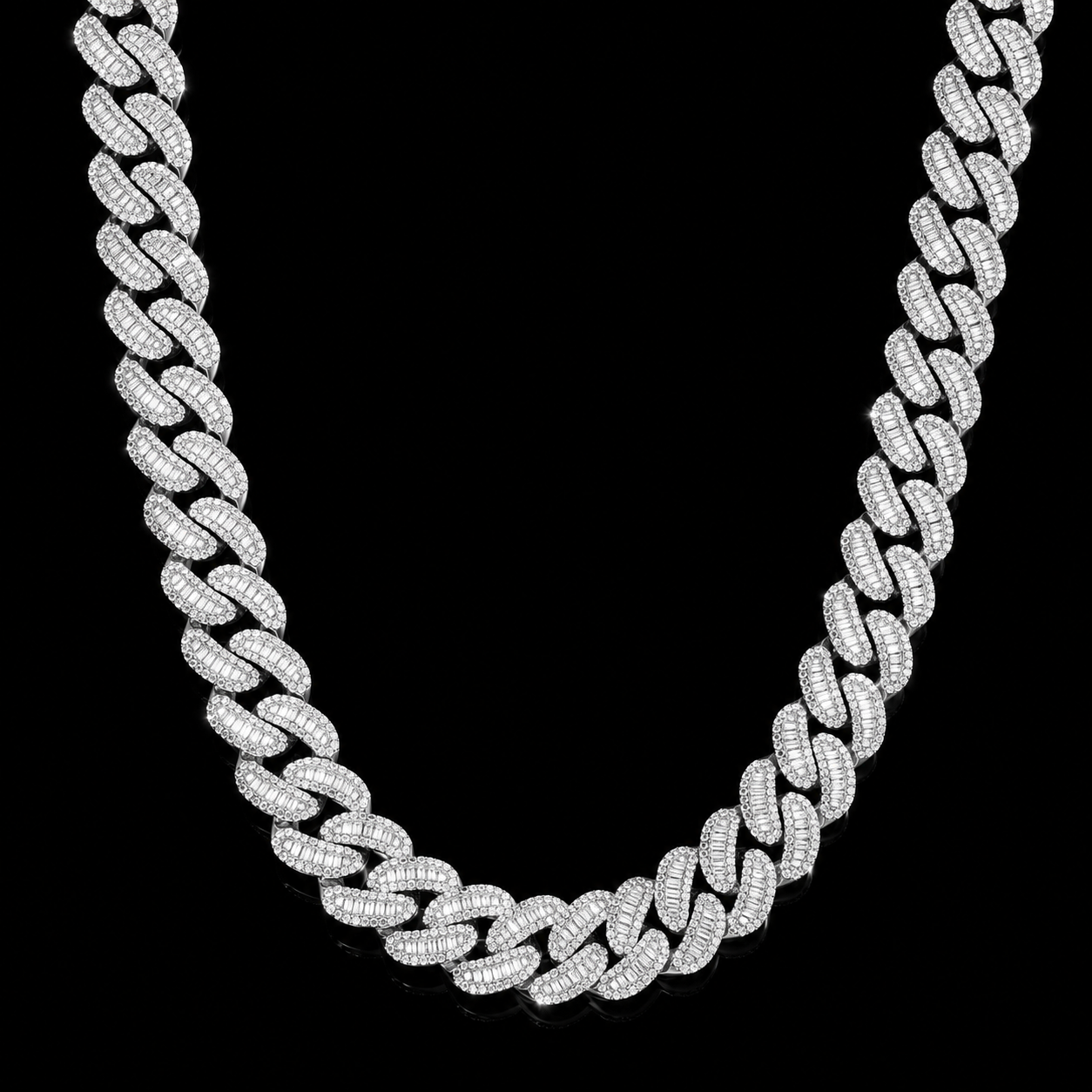 14mm Iced-out Cuban link moissanite rappers chain - 925 Silver