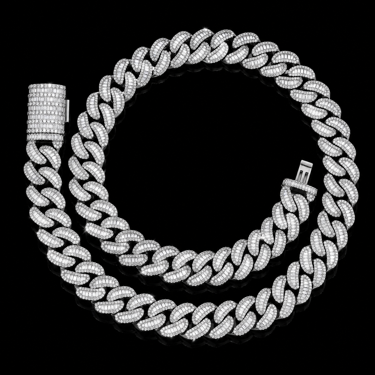 14mm Iced-out Cuban link moissanite rappers chain - 925 Silver