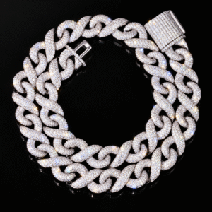 16mm Moissanite Infinity Link Chain - 925 Sterling Silver