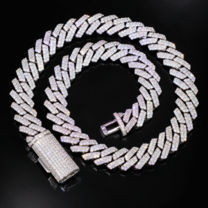 15mm Moissanite Cuban link chain - 925 Sterling Silver