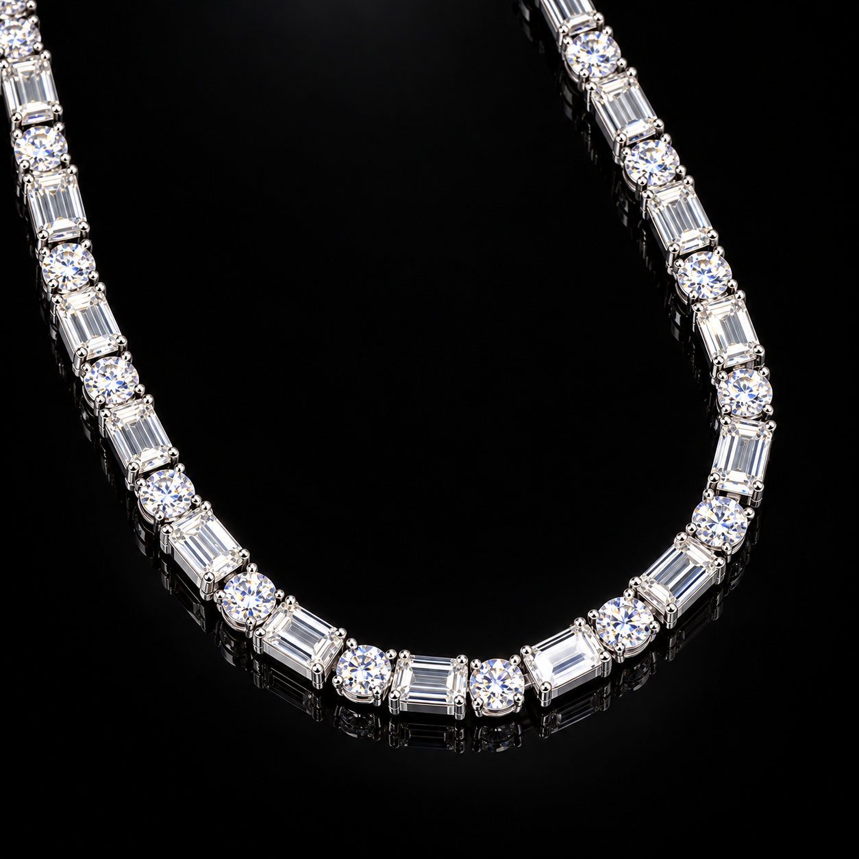 5mm Hybrid-cut Moissanite Tennis Chain - 925 Sterling Silver