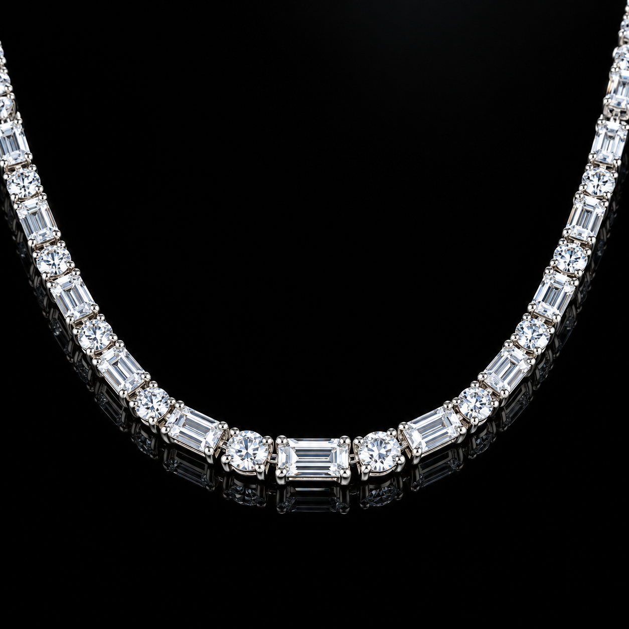 5mm Hybrid-cut Moissanite Tennis Chain - 925 Sterling Silver