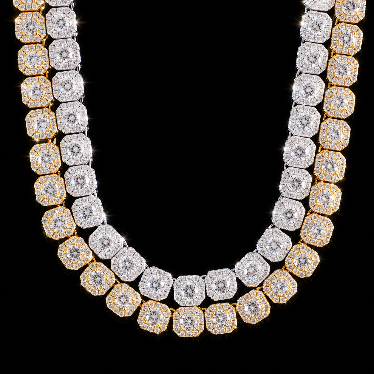 8mm Moissanite Cluster Tennis Chain - 925 Sterling Silver