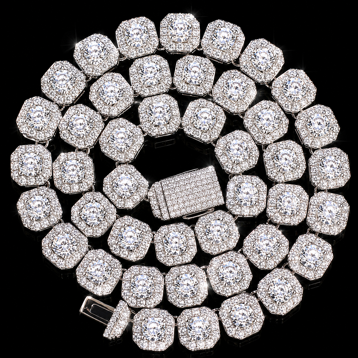 8mm Moissanite Cluster Tennis Chain - 925 Sterling Silver