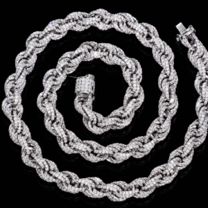 8mm Moissanite Rope Chain – 925 Sterling Silver