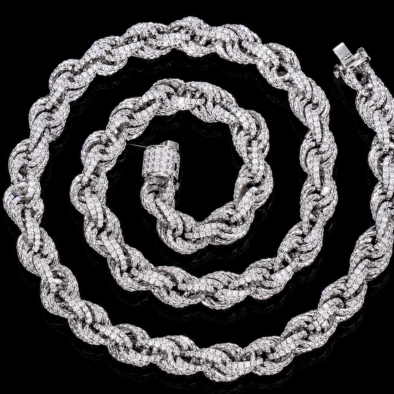 8mm Moissanite Rope Chain – 925 Sterling Silver