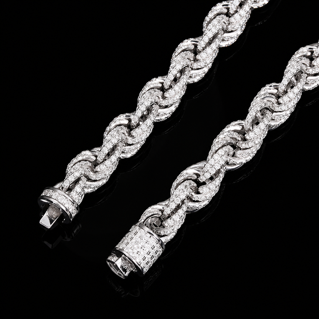 8mm Moissanite Rope Chain – 925 Sterling Silver