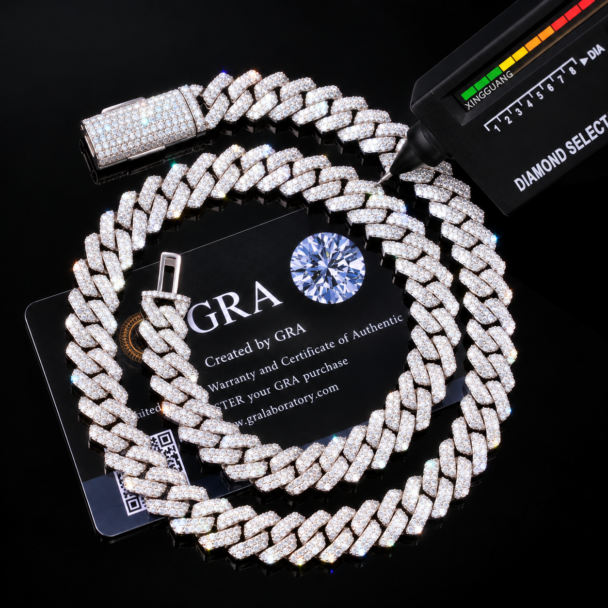 925s & VVS Moissanite 12mm Prong Cuban Link Chain - GRA
