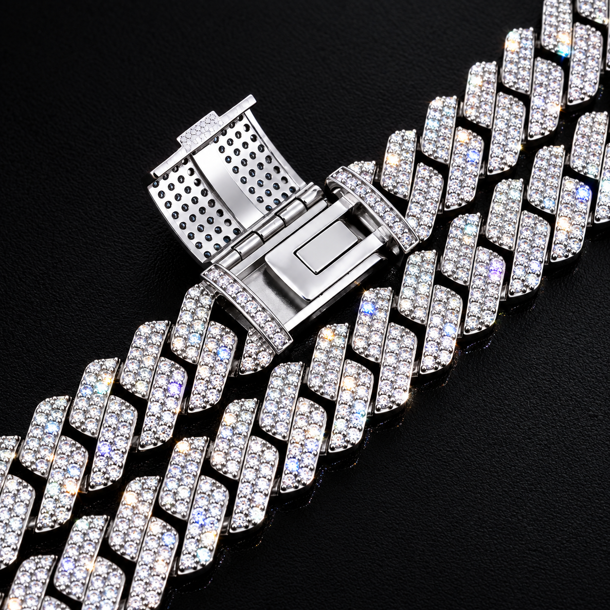 925s & VVS Moissanite 12mm Prong Cuban Link Chain