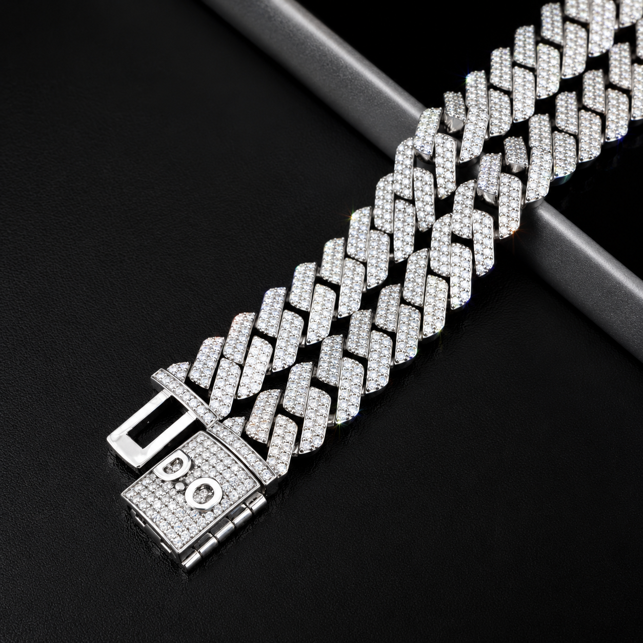 925s & VVS Moissanite 12mm Prong Cuban Link Chain