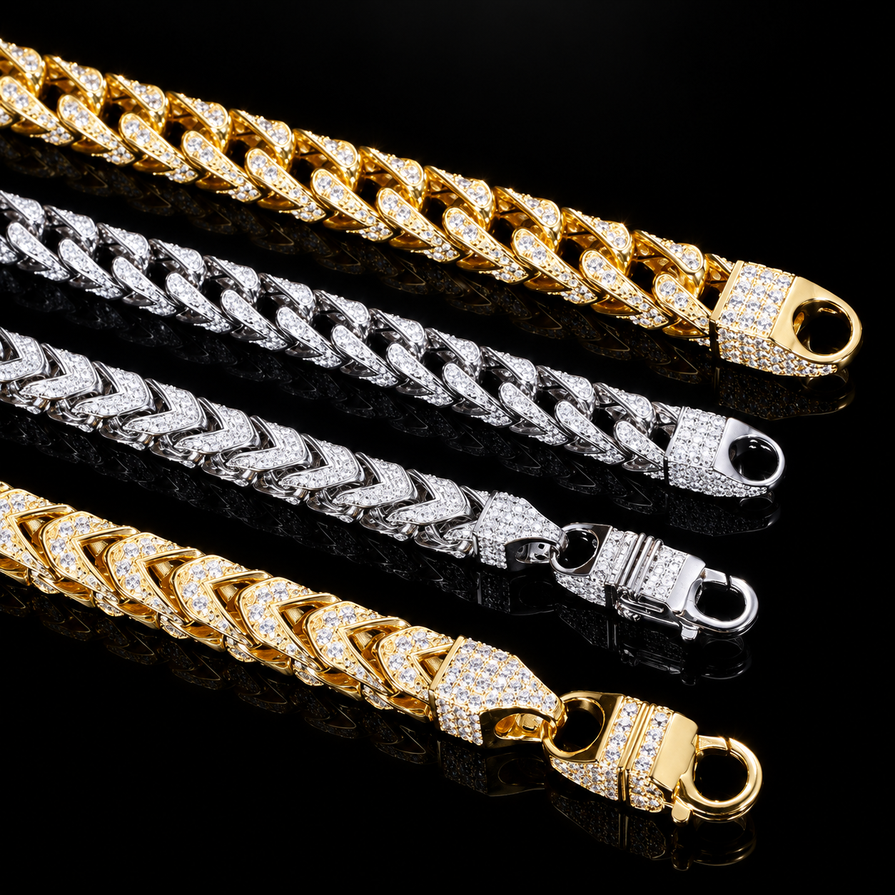 Moissanite Franco Chain - 925 Sterling Silver