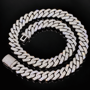 VVS moissanite 14mm prong Cuban link chain - 925 Sterling Silver